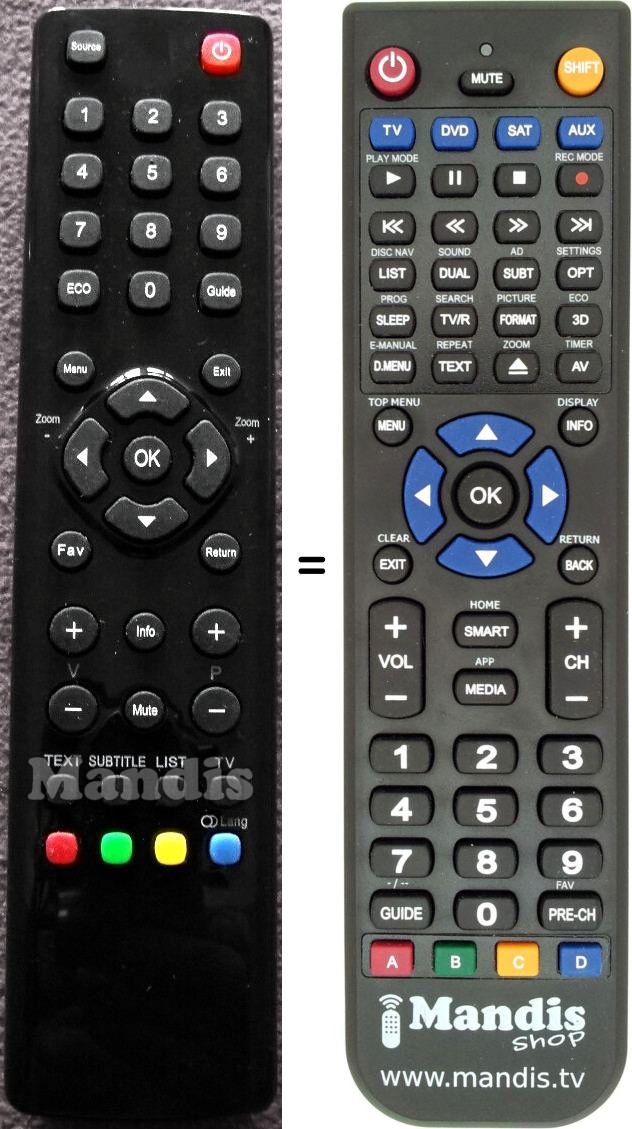 Replacement remote control Thomson 06-530W37-TY01X