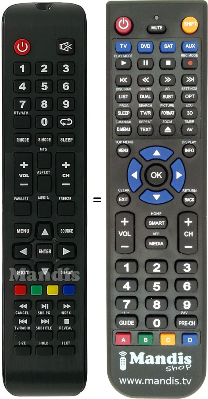 Replacement remote control Akai AKA005