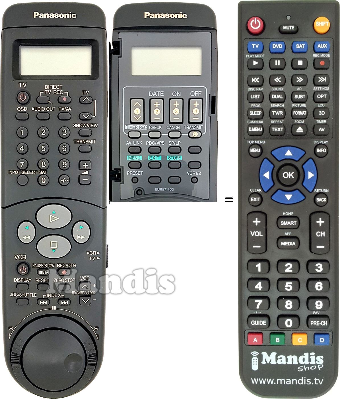Replacement remote control Panasonic EUR571403