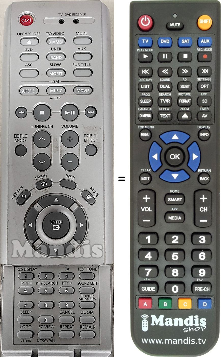 Replacement remote control Samsung 01169G