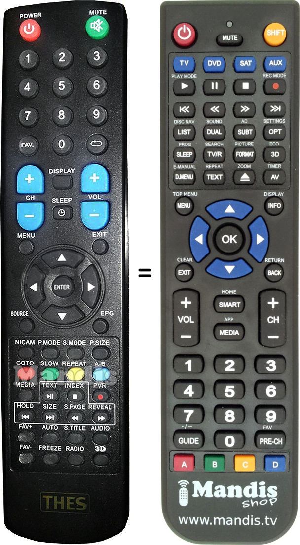 Replacement remote control THES LTW32A90K-1