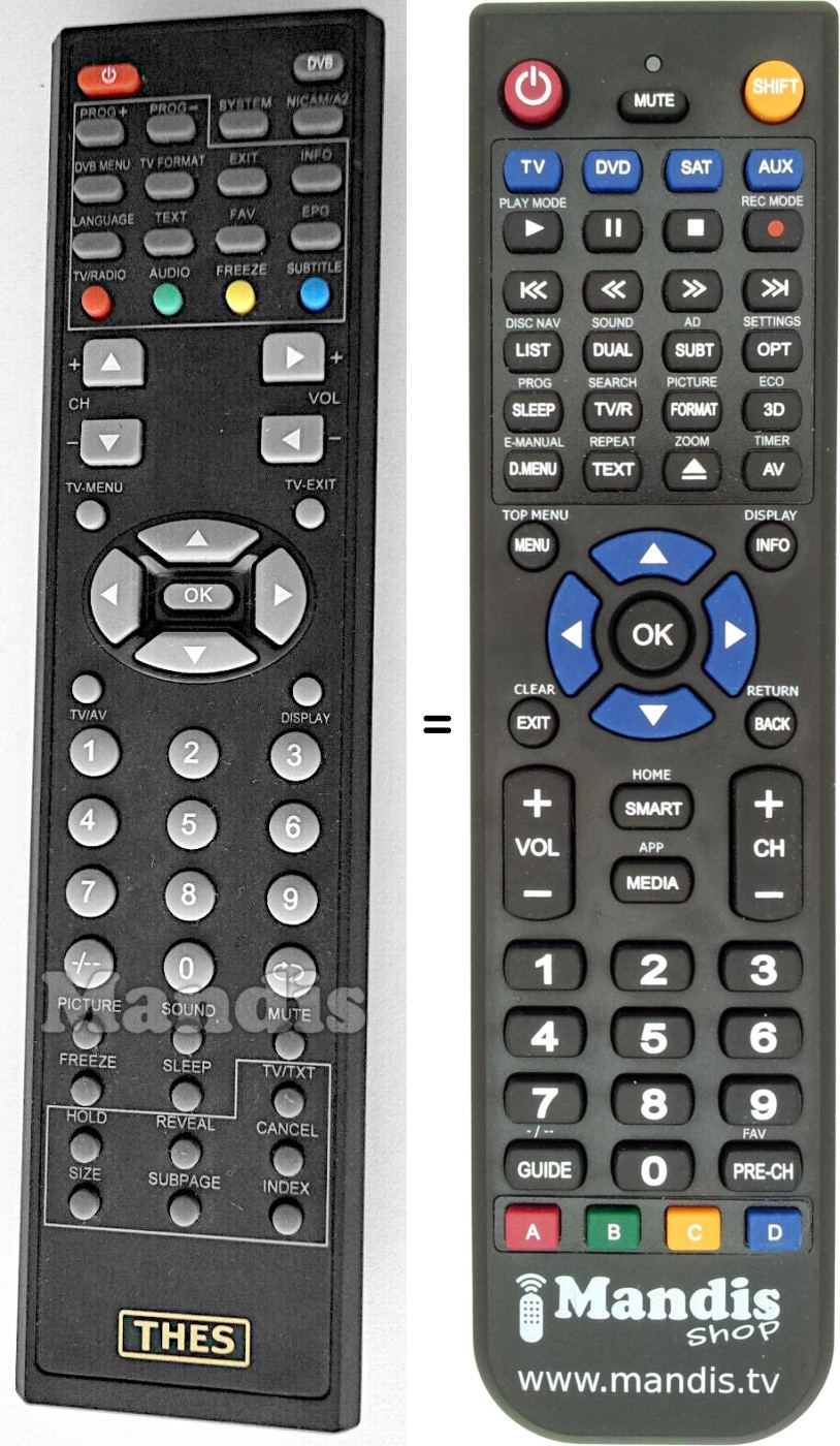 Replacement remote control THES TL3251BTP