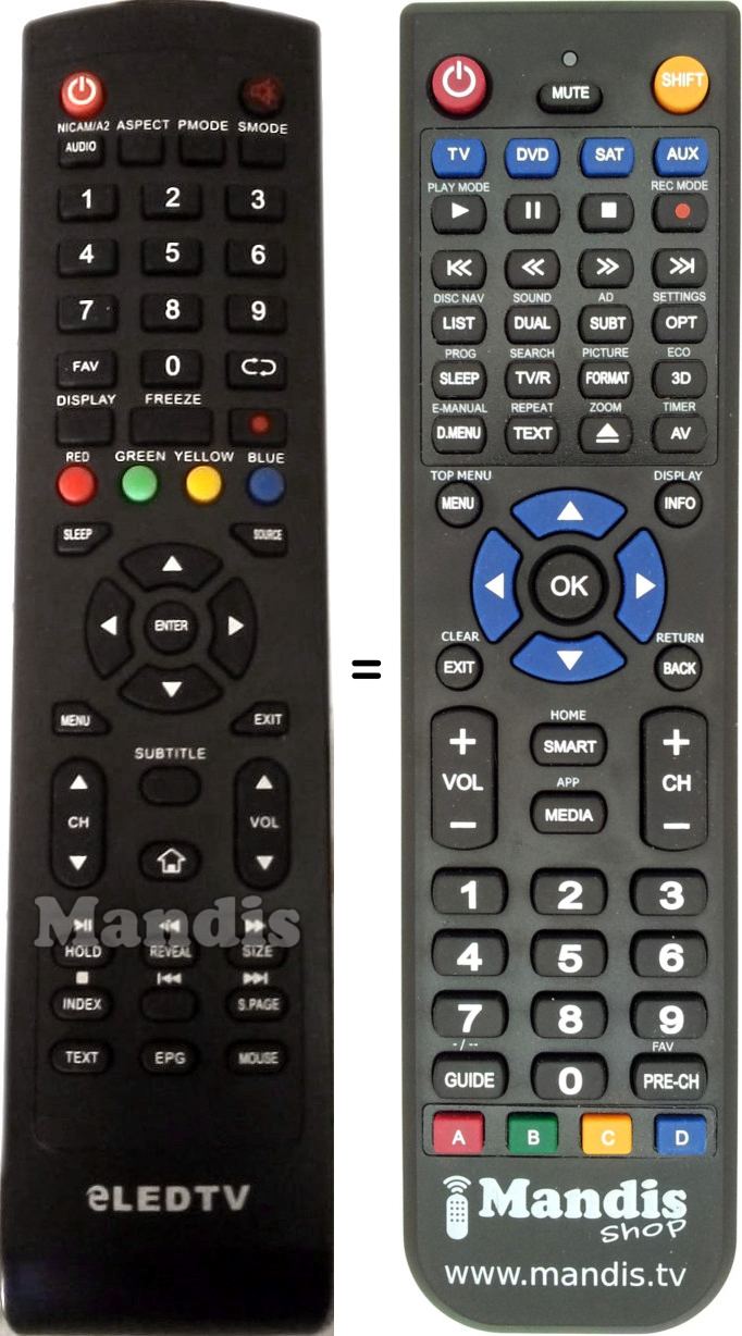 Replacement remote control eLEDTV eLEDTV5