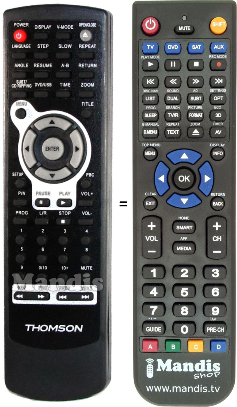 Replacement remote control Thomson DVD110H