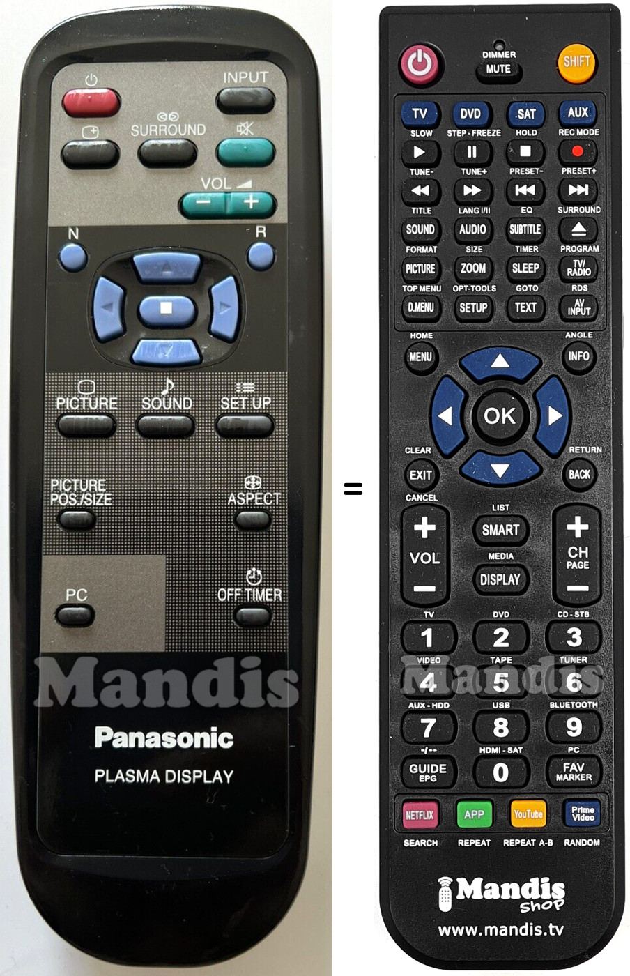Replacement remote control Panasonic EUR646525