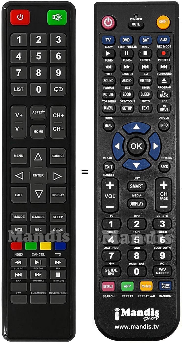Replacement remote control Sogo LED-1840 SMART