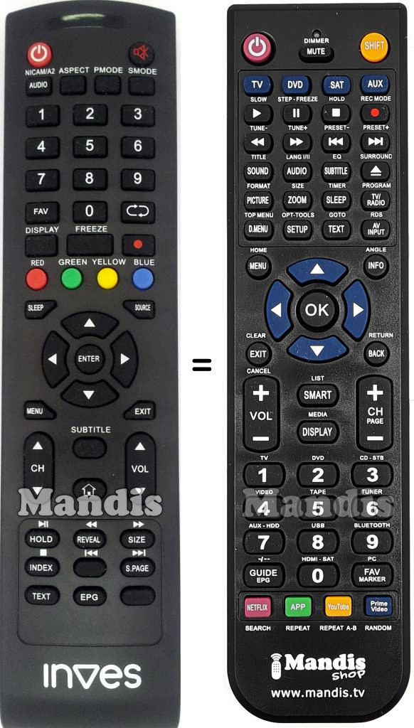 Replacement remote control INVES LED-3218 Smart