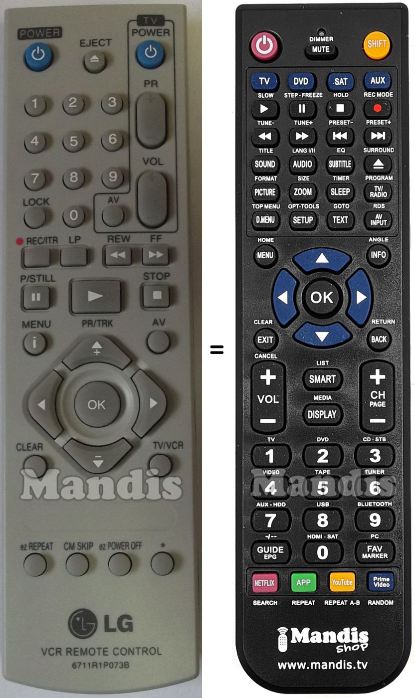 Replacement remote control LG 6711R1P073B