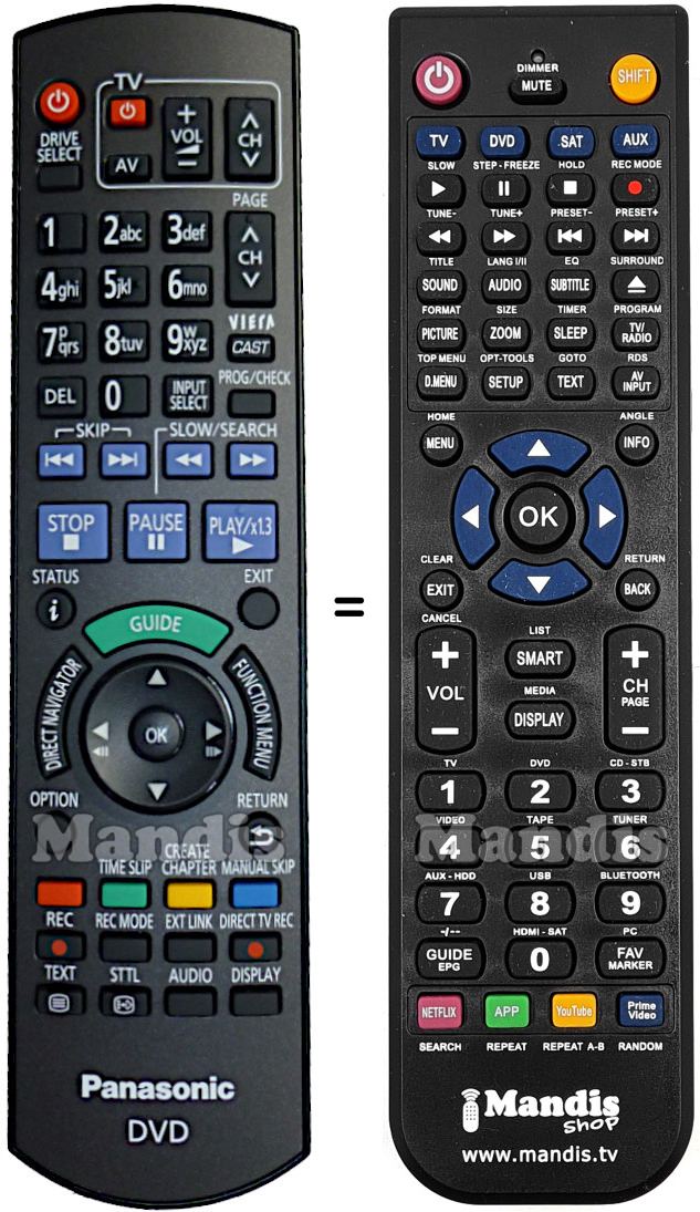 Replacement remote control Panasonic N2QAYB000340