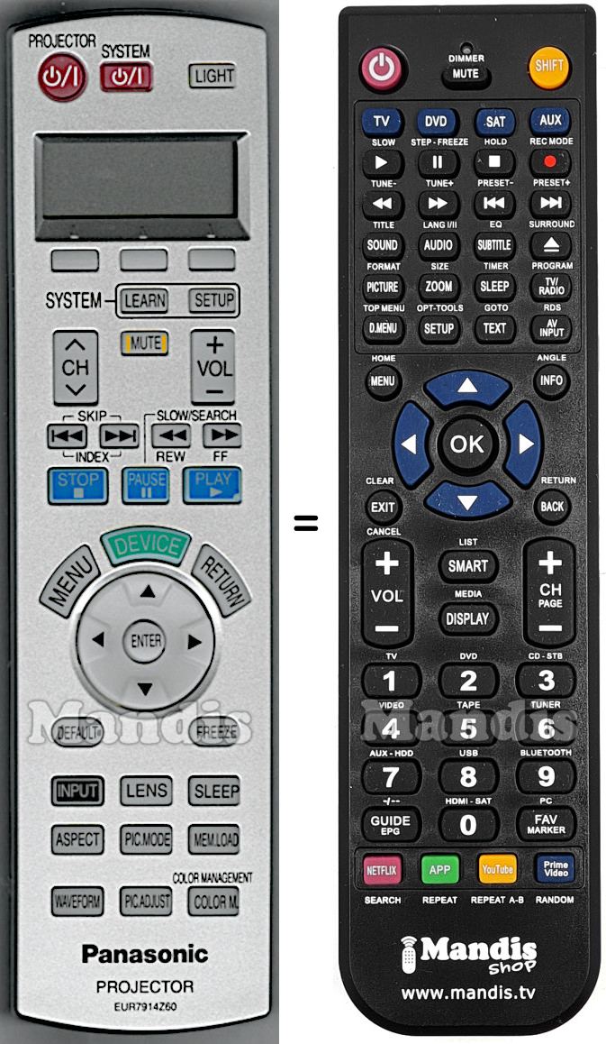 Replacement remote control Panasonic EUR7914Z60