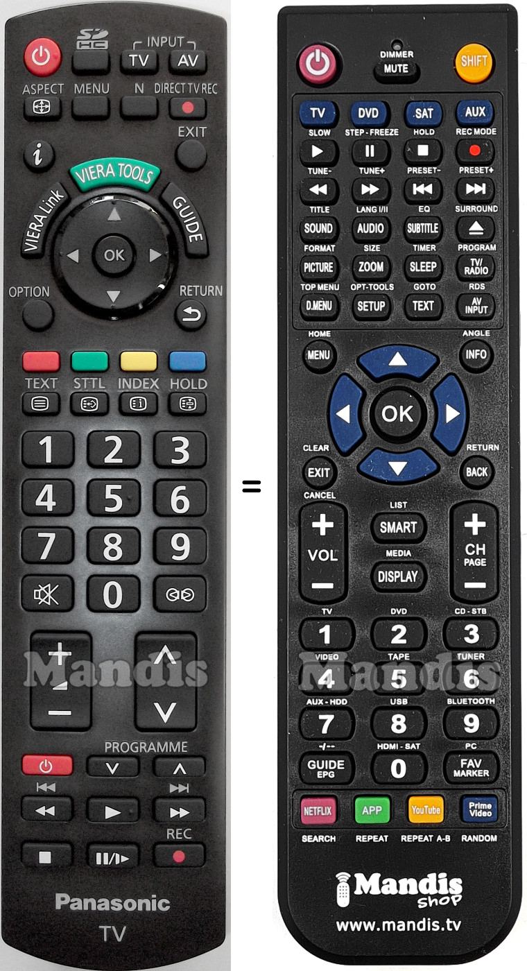 Replacement remote control Panasonic N2QAYB000328