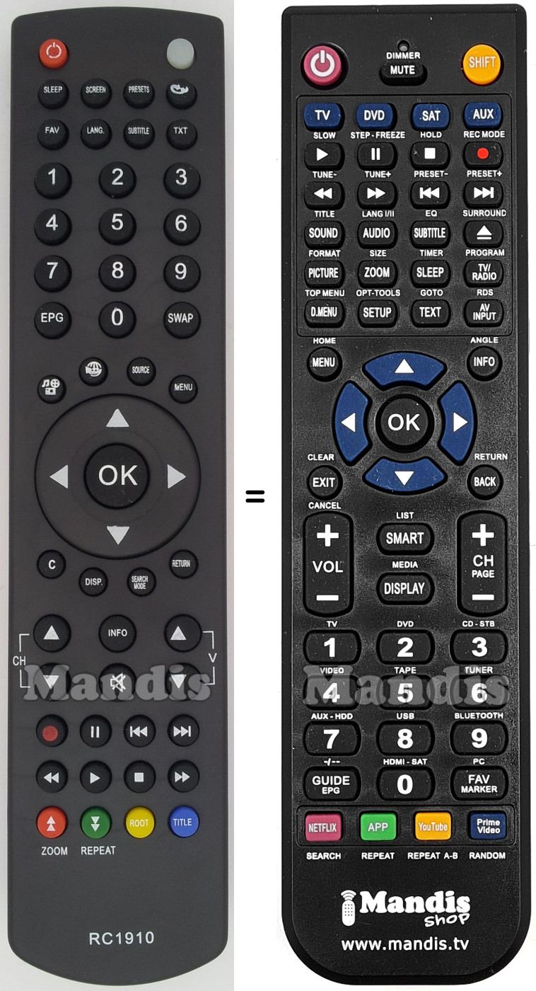 Replacement remote control Waltham RC1910