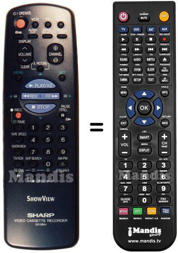 Replacement remote control Sharp RRMCG0138AJSA