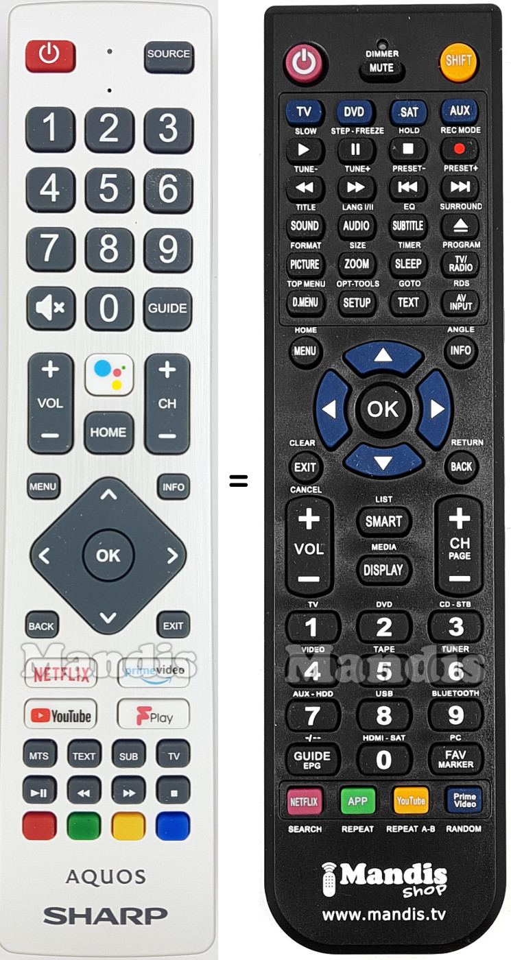 Replacement remote control Sharp SH490