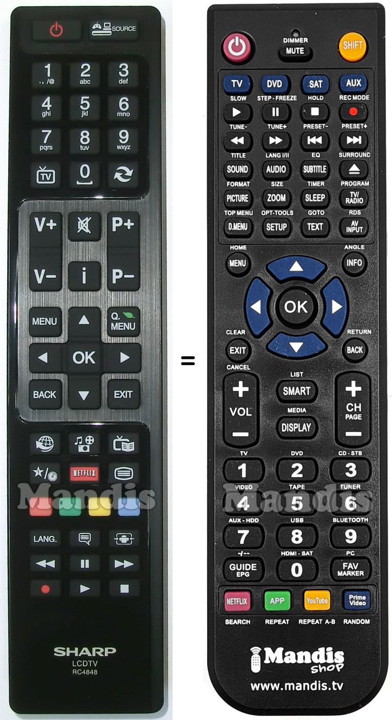 Replacement remote control Sharp Sharp-RC4848