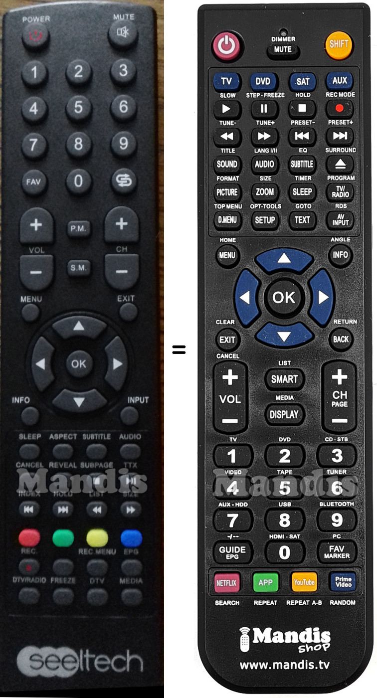 Replacement remote control SEELTECH ST2610DHD