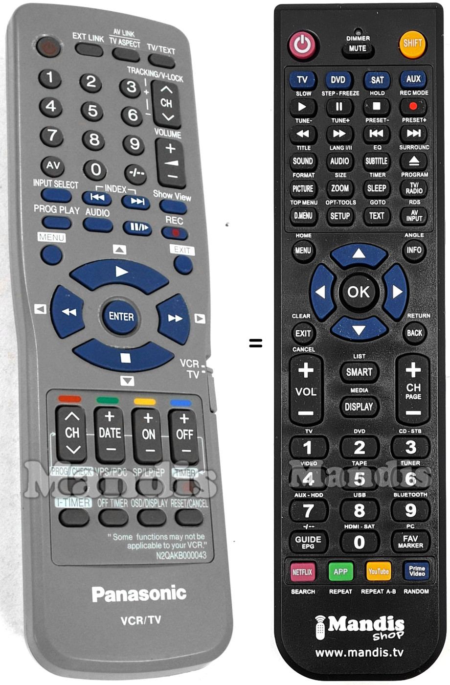Replacement remote control National N2QAKB000043