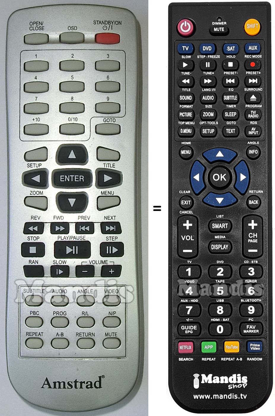 Replacement remote control Amstrad Remcon1155