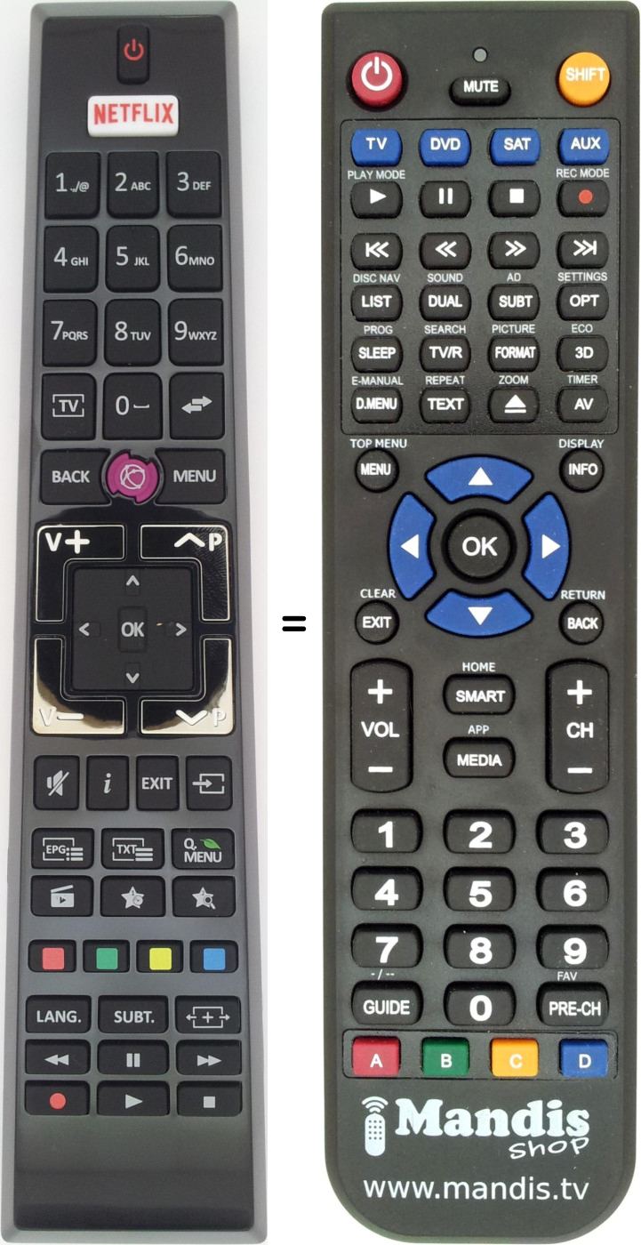 Replacement remote control DIGIQUEST RCA4995