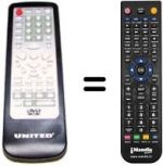 Replacement remote control United DVD8051