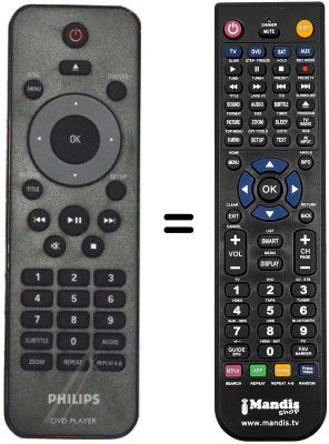 Replacement remote control Philips DVP3980