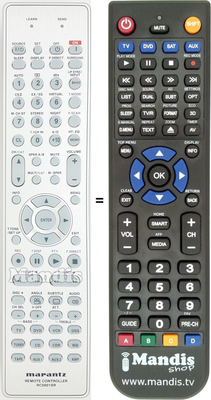 Replacement remote control Marantz RC5001SR