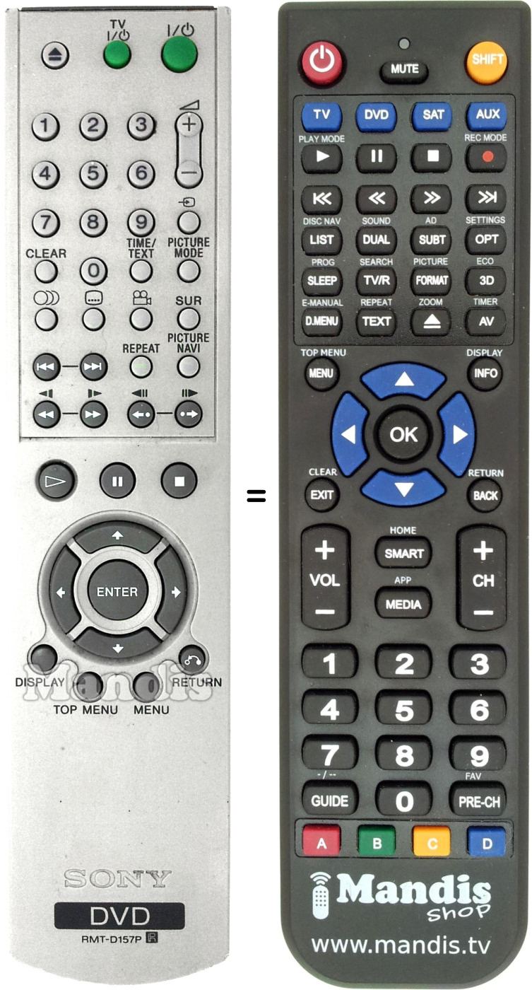 Replacement remote control Sony RMT-D157P