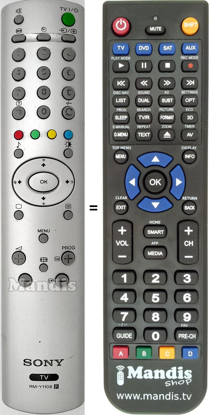 Replacement remote control Sony RM-Y1108