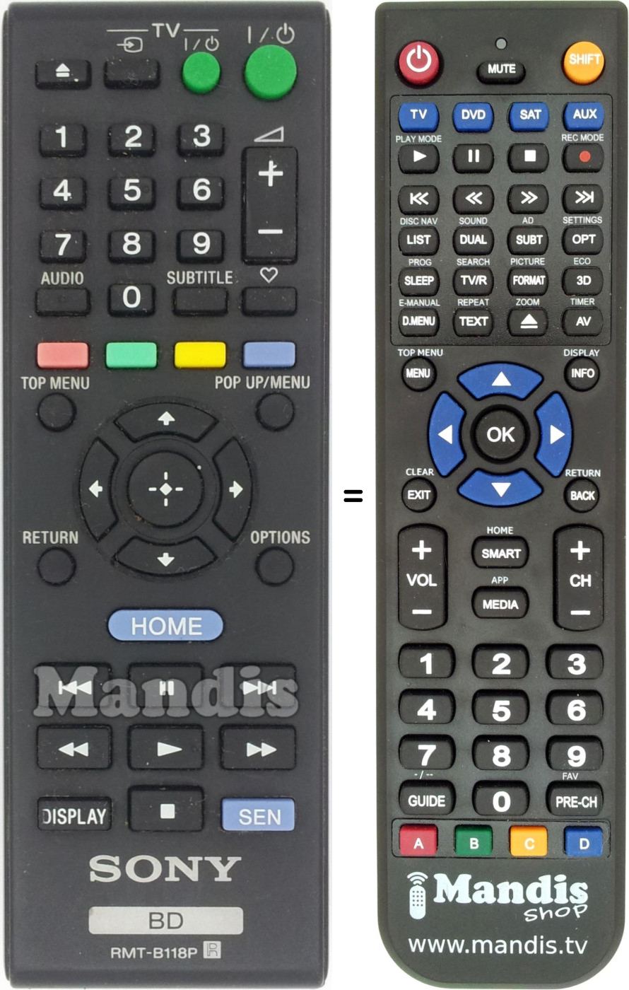 Replacement remote control RMT-B118P