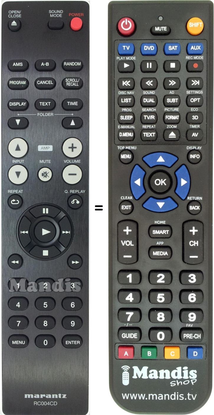 Replacement remote control Marantz RC004CD