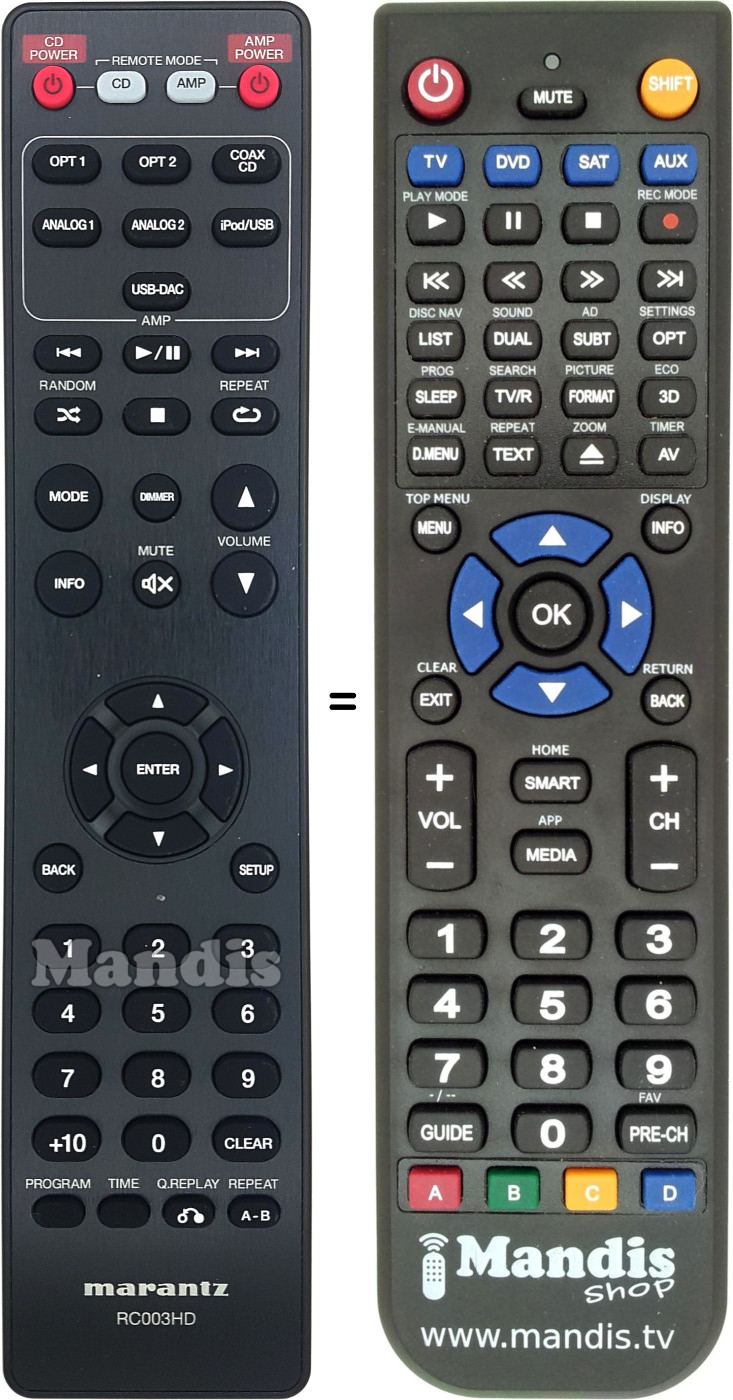Replacement remote control Marantz RC003HD