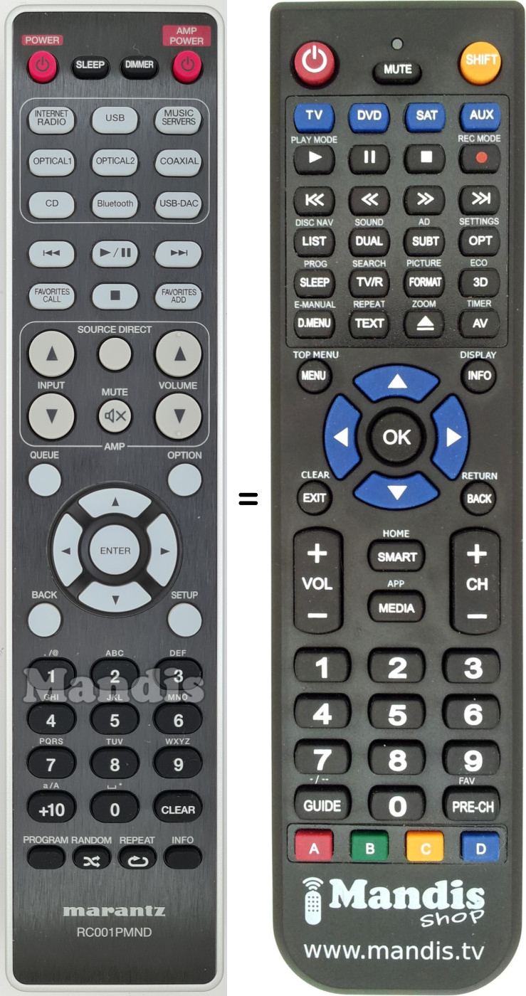 Replacement remote control Marantz RC001PMND