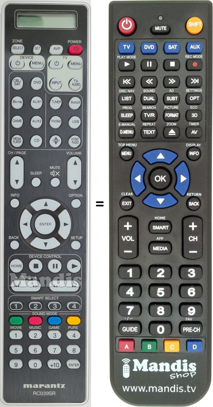 Replacement remote control Marantz RC039SR