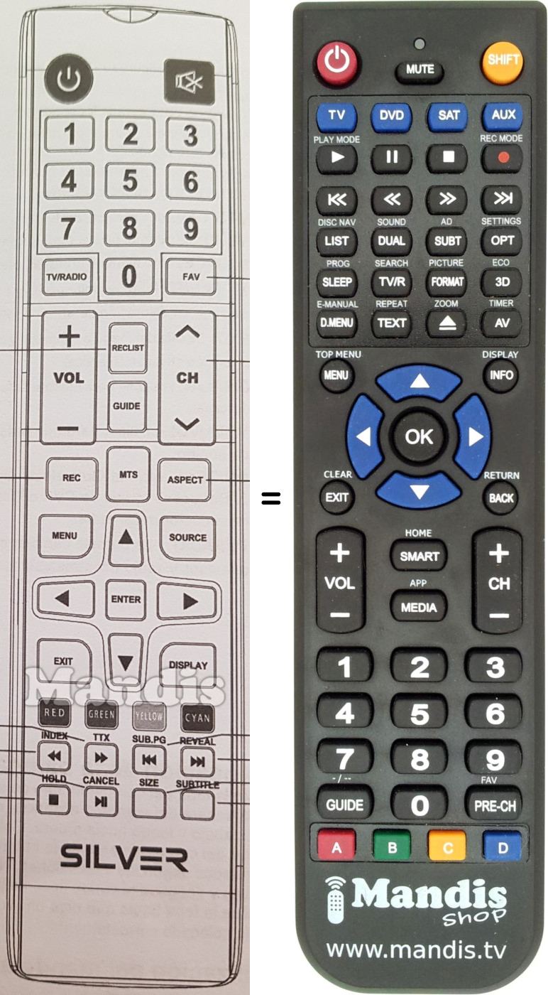 Replacement remote control SILVER 495523