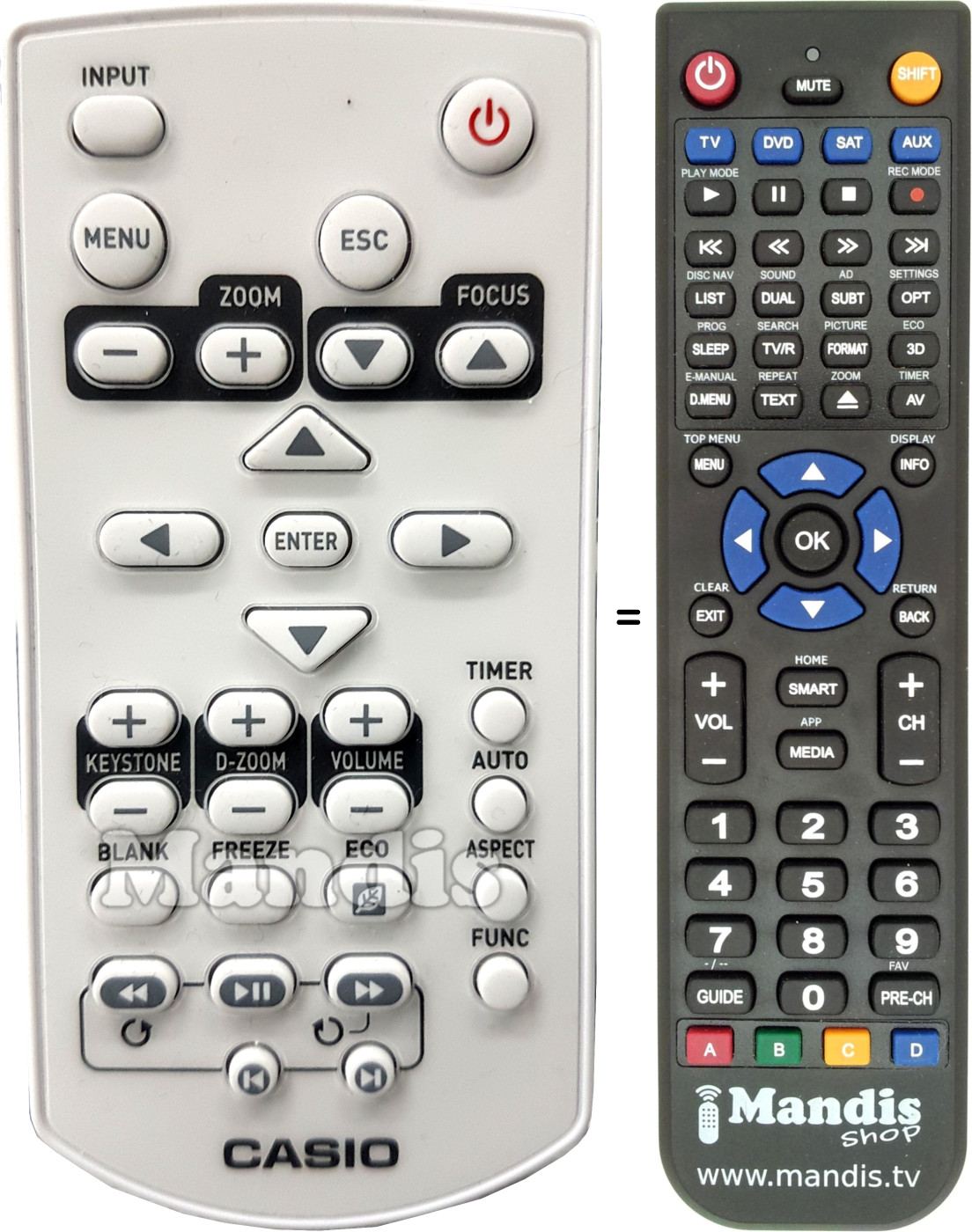 Replacement remote control Casio YT-130