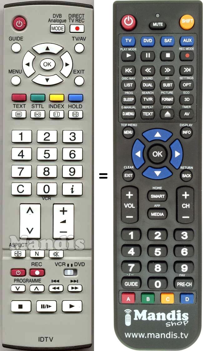 Replacement remote control Panasonic EUR 7651050 A