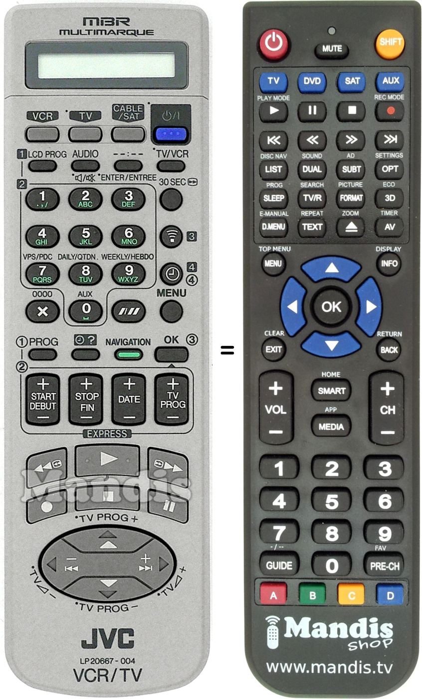 Replacement remote control JVC LP 20667-004