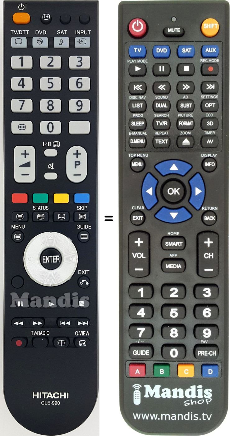 Replacement remote control Hitachi CLE990