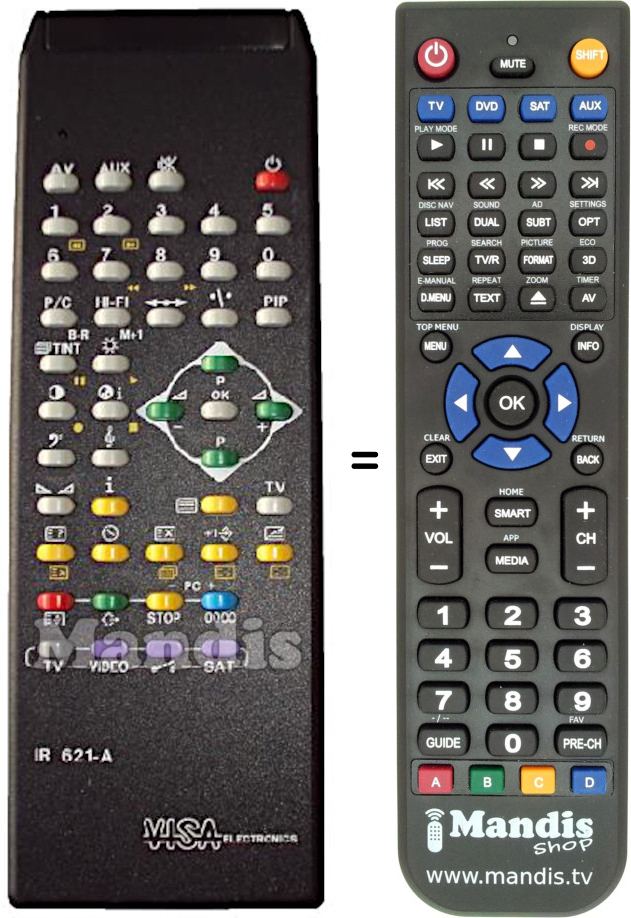 Replacement remote control VISA ELECTR. IR 621A