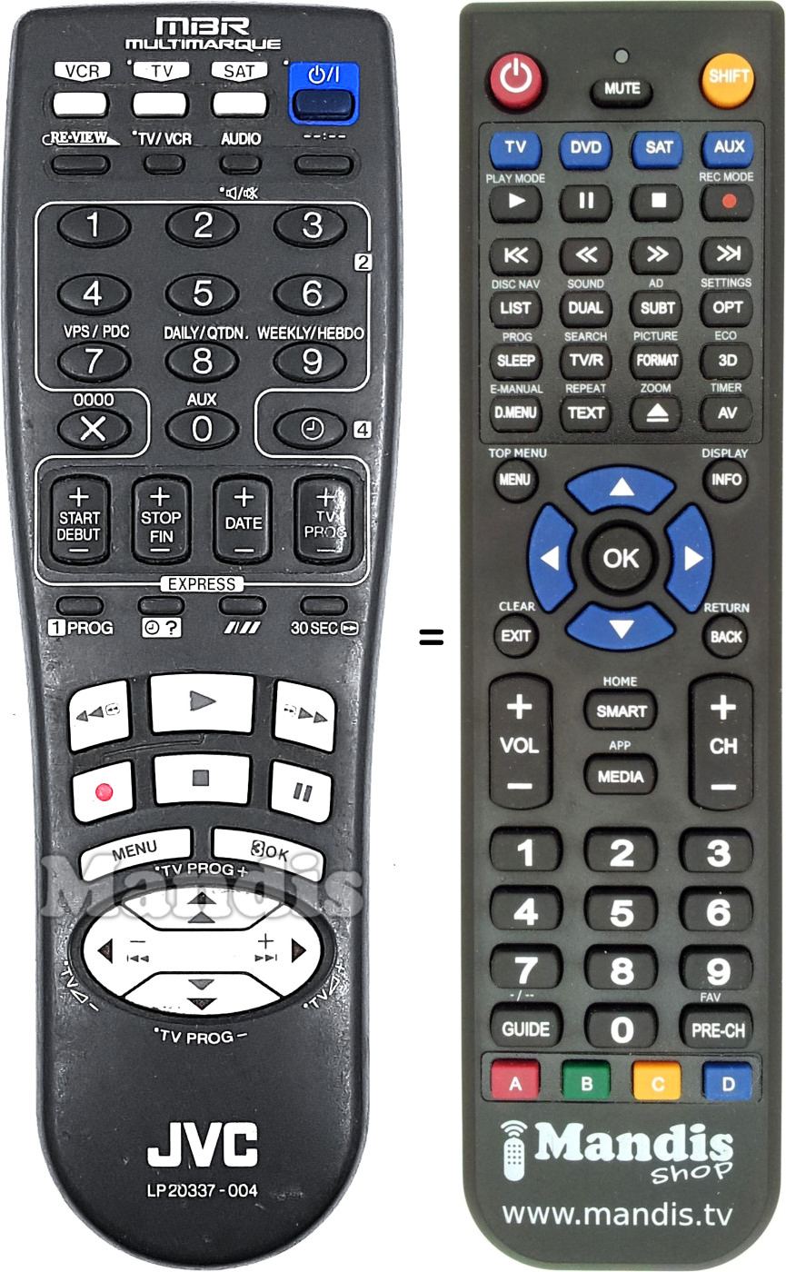 Replacement remote control JVC LP20337004B