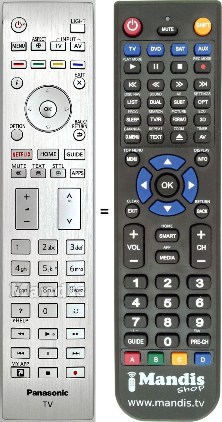 Replacement remote control Panasonic N2QAYA000144