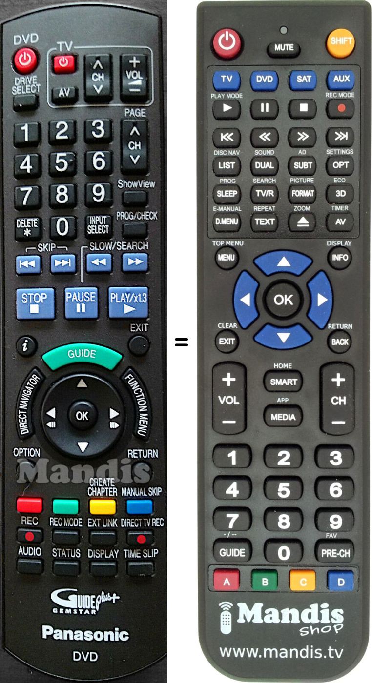 Replacement remote control National N2QAYB000124