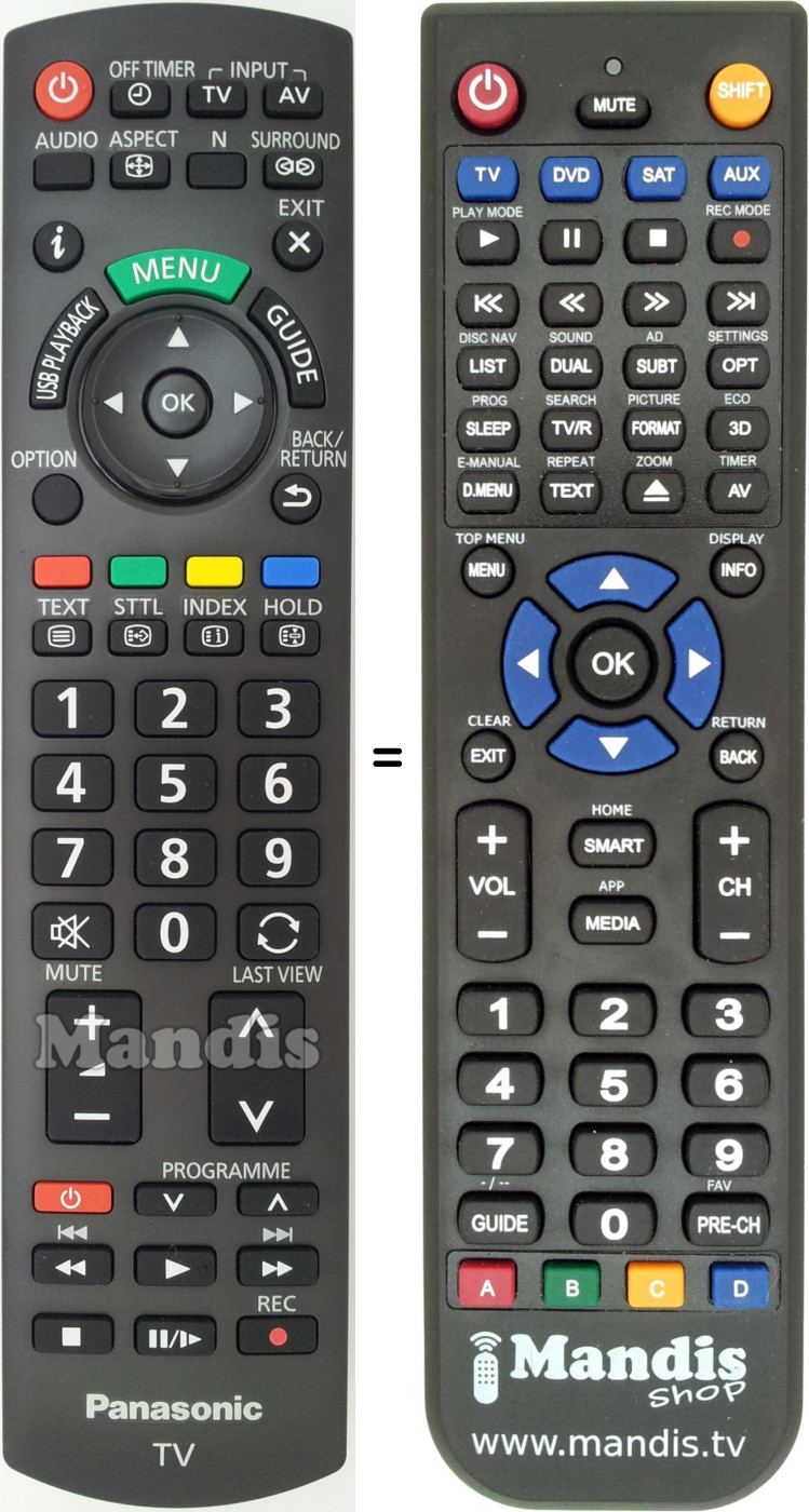 Replacement remote control Panasonic N2QAYB000807