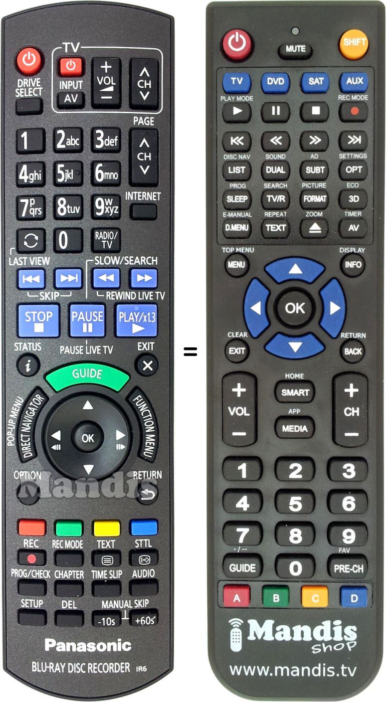 Replacement remote control Panasonic N2QAYB000982