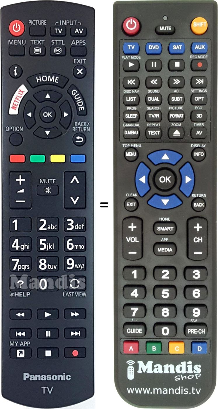 Replacement remote control Panasonic N2QAYB001180