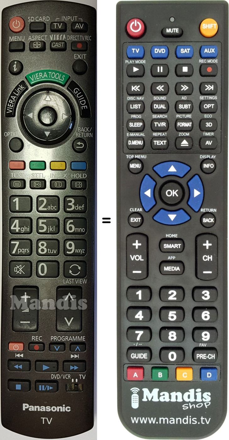Replacement remote control Panasonic N2QAYB000490