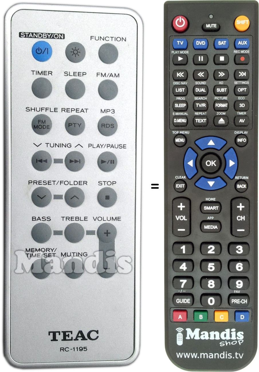 Replacement remote control Teac RC-1195