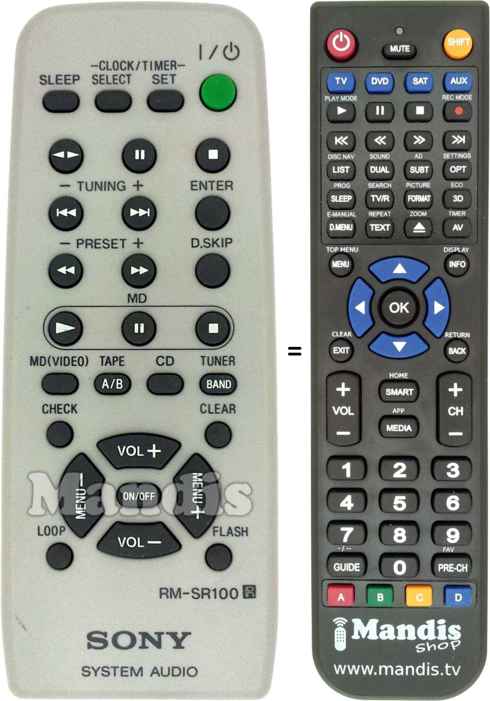 Replacement remote control Sony RM-SR100