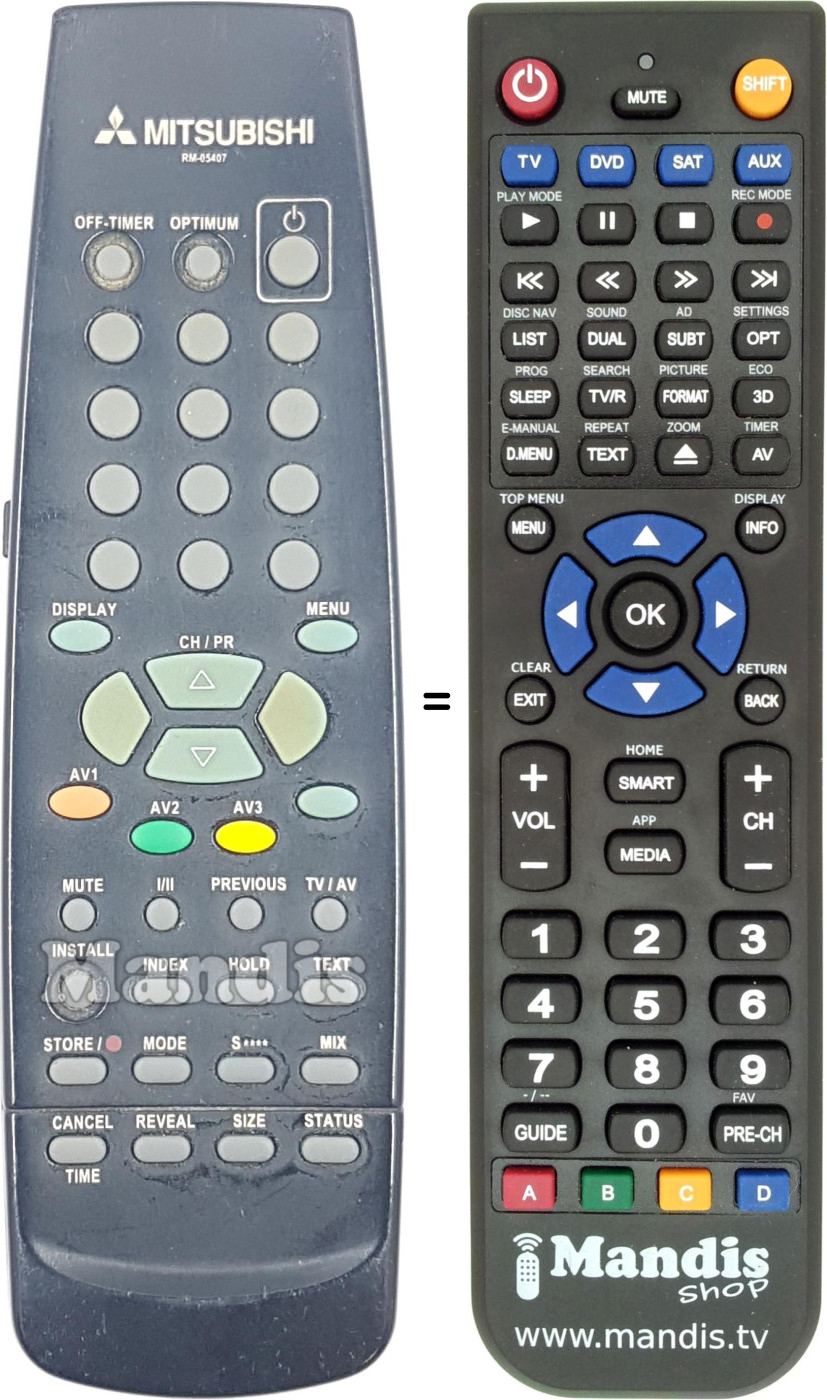 Replacement remote control RM 05407