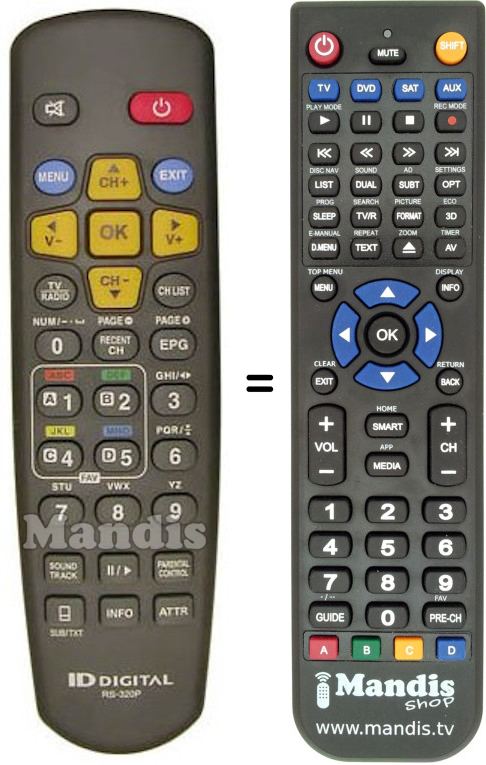 Replacement remote control ID Digital RS-320P